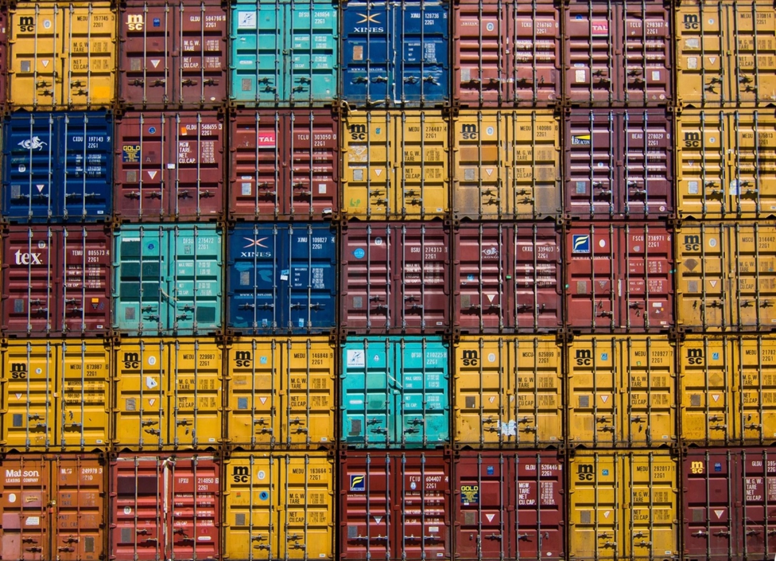 Shipping containers awaiting customs clearance at the port